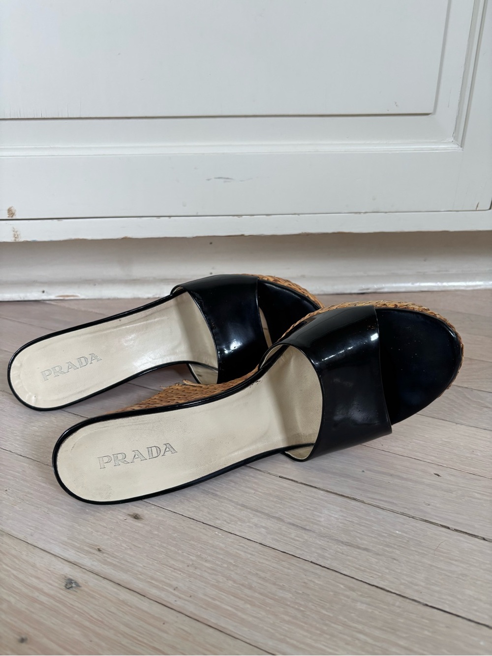 Prada Black Patent Leather Slide Mules - Picture 12 of 15